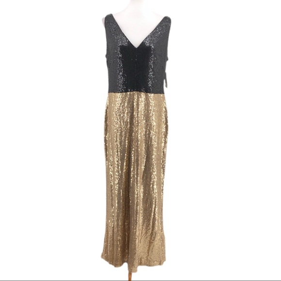 Lauren Ralph Lauren Gold Black Sequin Sleeveless - Picture 2 of 9